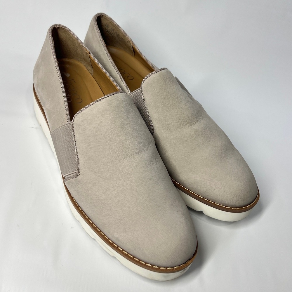 Franco Sarto Slip On Platform Loafers Womens 8M Taupe‎ Leather Casual Shoes